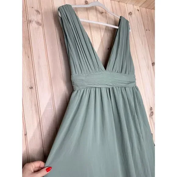 NWT Lulus Heavenly Hues Sage Brush Maxi Dress Wedding Bridesmaid Gala Size M - Picture 4 of 9